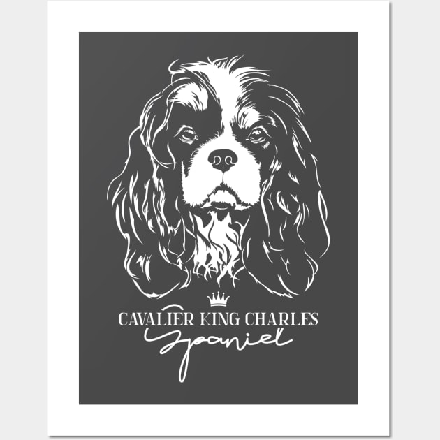 Cavalier King Charles Spaniel dog lover portrait Wall Art by wilsigns